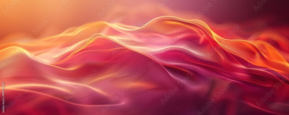 Fototapeta premium Abstract background of flowing red and orange fabric with light.