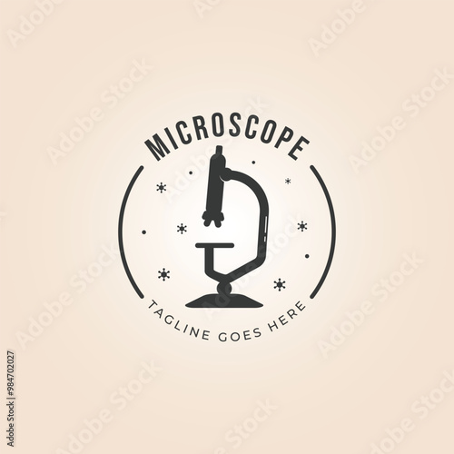 silhouette microscope for science experiment logo vector illustration design
