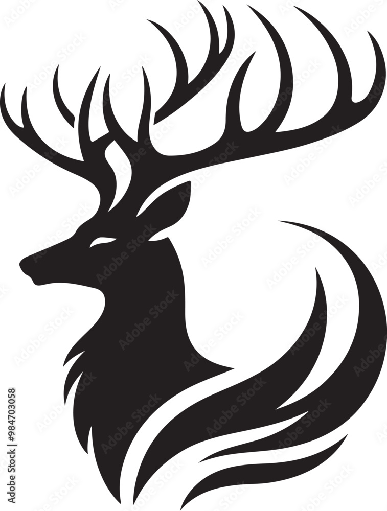 Naklejka premium Deer Head Vector Style: Elegant Wildlife Designs for Logos and Graphics