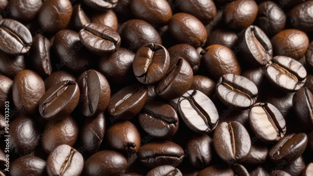 A close-up of roasted coffee beans showcasing their rich texture and color. A close-up of roasted coffee beans showcasing their rich texture and color.