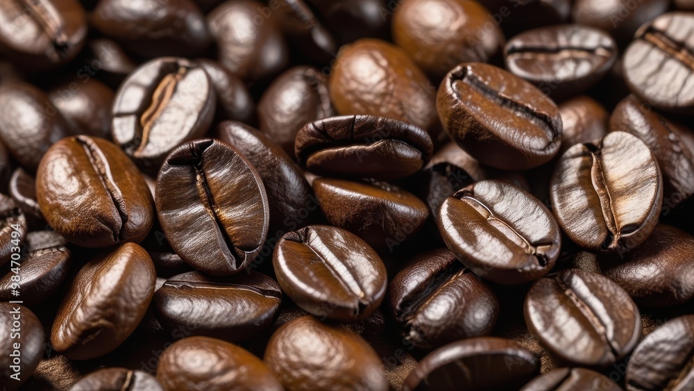 A close-up of roasted coffee beans showcasing their rich texture and color. A close-up of roasted coffee beans showcasing their rich texture and color.