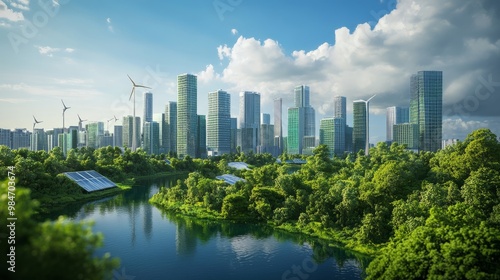 Green eco city with renewable energy sources,