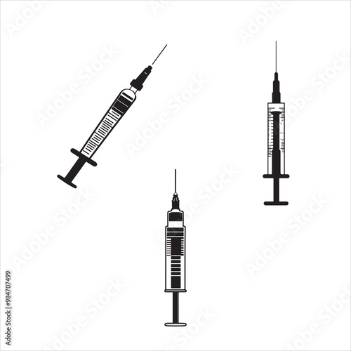 vector of black silhouette of syringe