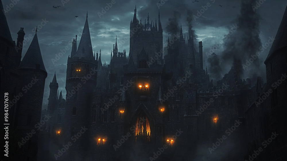 A haunted castle with overgrown courtyards, where nature has taken over the crumbling walls. A haunted castle with overgrown courtyards, where nature has taken over the crumbling walls.