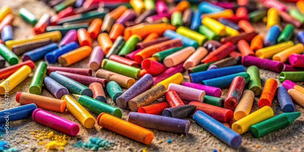 Colorful crayons scattered on the ground , art supplies, creative, drawing, vibrant, messy, playful, education Colorful crayons scattered on the ground , art supplies, creative, drawing, vibrant, messy, playful, education