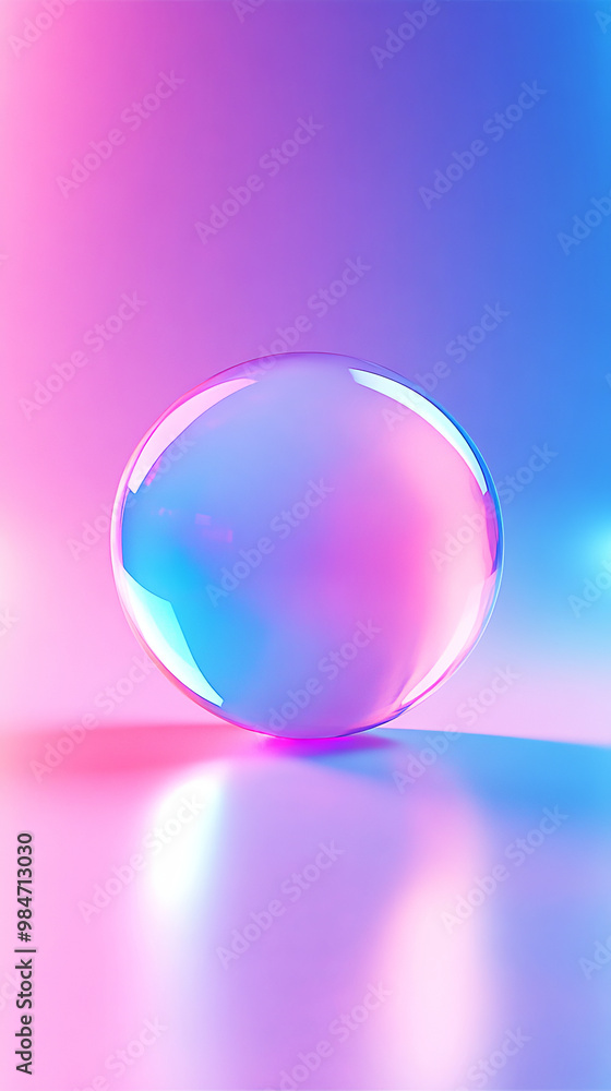 Chromatic Orb: A solitary glass sphere glows with vibrant hues, reflecting a spectrum of pink and blue light in a mesmerizing abstract composition. Chromatic Orb: A solitary glass sphere glows with vibrant hues, reflecting a spectrum of pink and blue light in a mesmerizing abstract composition.