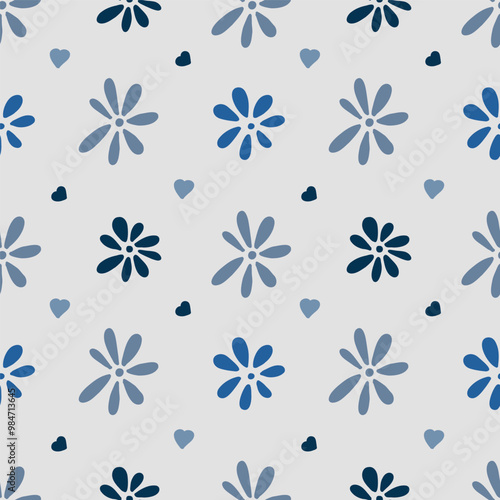 Seamless autumn pattern in the form of a solid line of hand-drawn elements of flowers, leaves, branches.