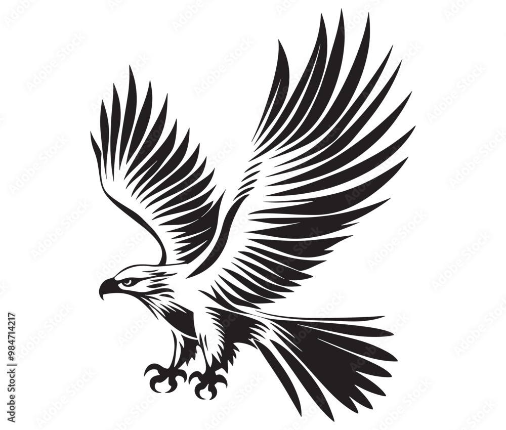 Obraz premium Flying eagle vector illustration