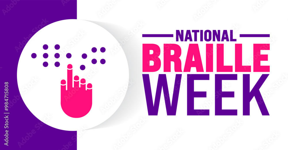National Braille Week background or banner design template is observed every year in October. Holiday concept. Template for card, poster, placard, template. eps 10 National Braille Week background or banner design template is observed every year in October. Holiday concept. Template for card, poster, placard, template. eps 10