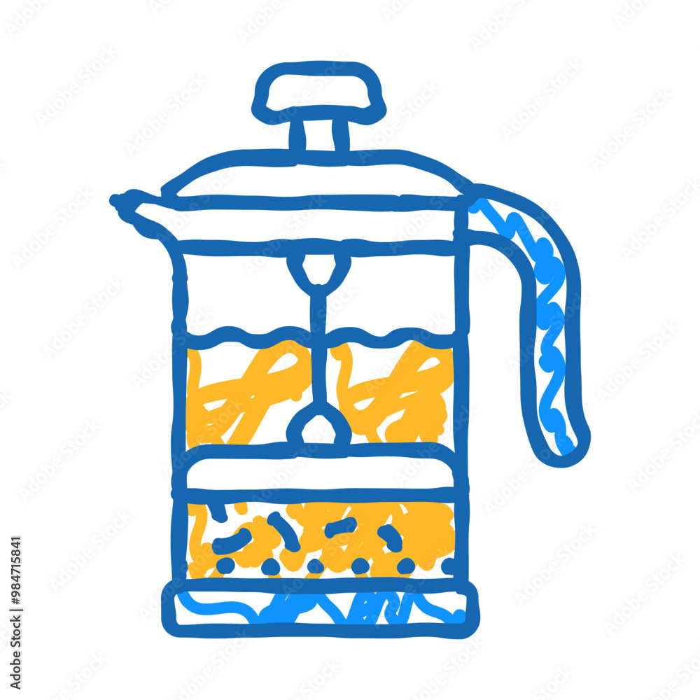 teapot press doodle icon sketch vector. teapot press sign. isolated symbol illustration teapot press doodle icon sketch vector. teapot press sign. isolated symbol illustration