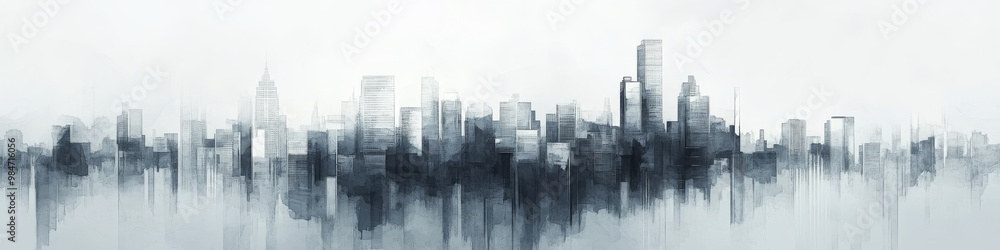 An abstract representation of a vibrant city skyline, expertly blending shades of deep black and soft grey, enhanced by a smooth texture, making it perfect for backgrounds or as art banners An abstract representation of a vibrant city skyline, expertly blending shades of deep black and soft grey, enhanced by a smooth texture, making it perfect for backgrounds or as art banners