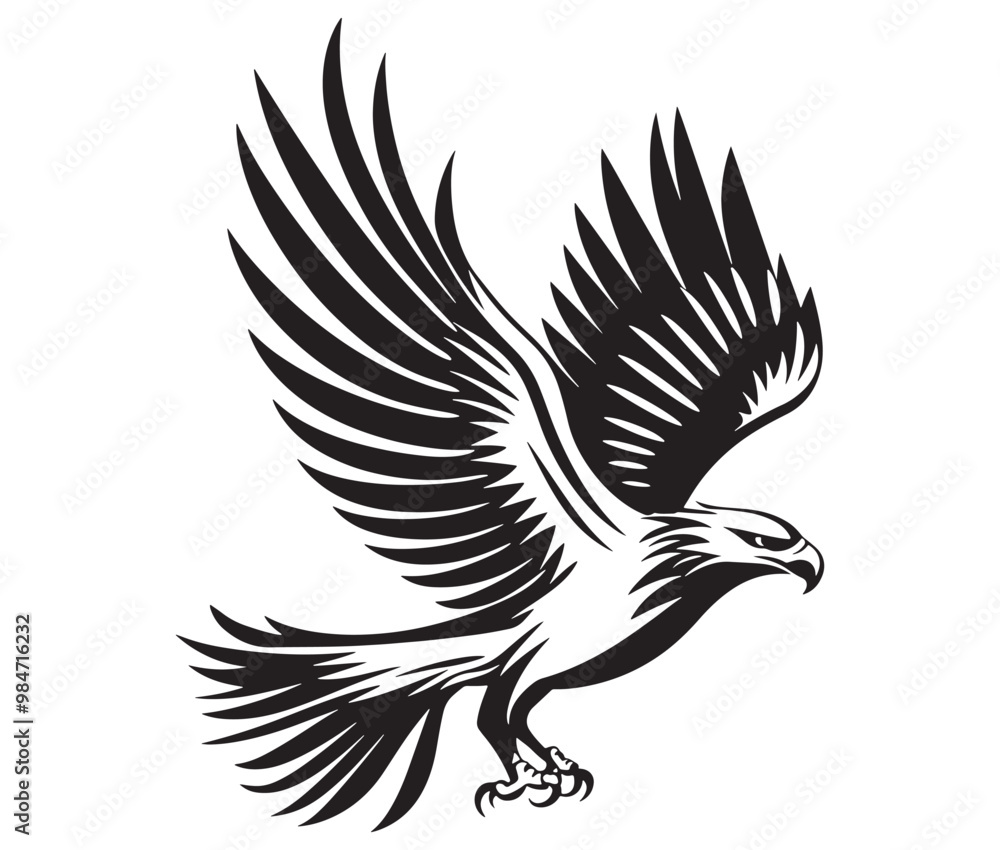 Obraz premium Flying eagle vector illustration