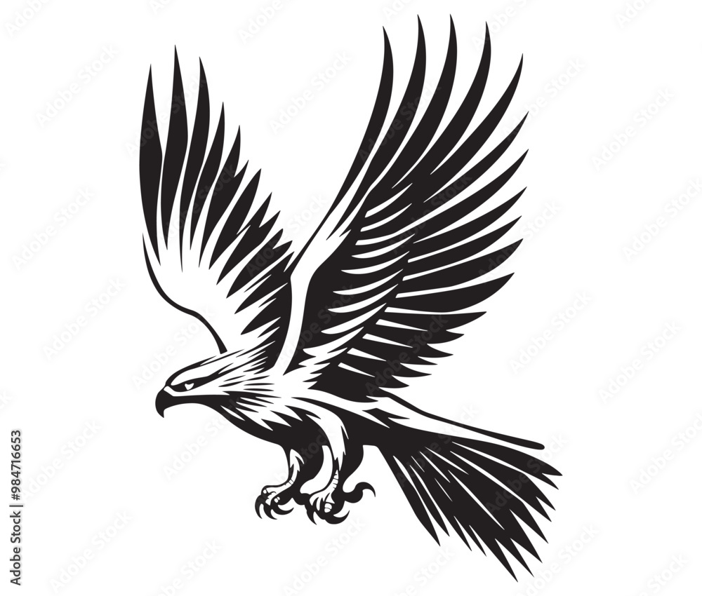 Obraz premium Flying eagle vector illustration