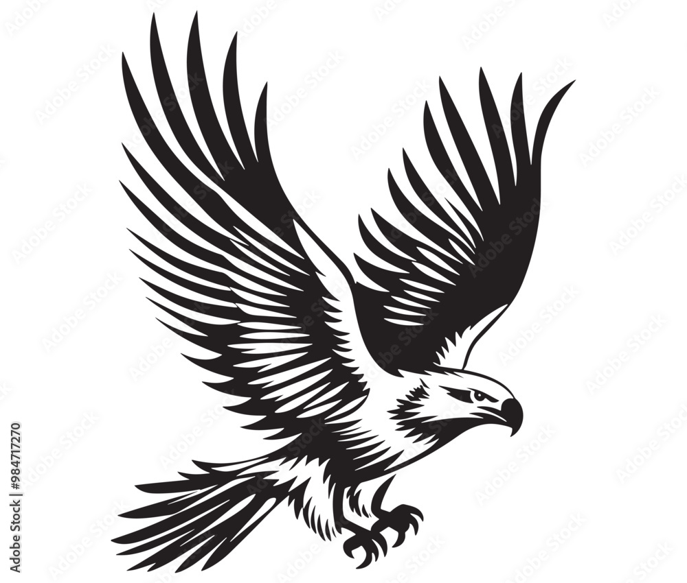 Obraz premium Flying eagle vector illustration