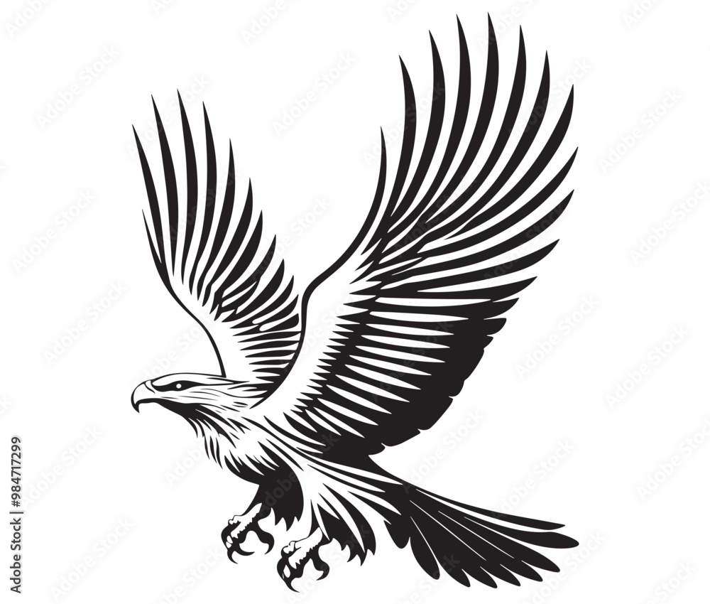 Obraz premium Flying eagle vector illustration
