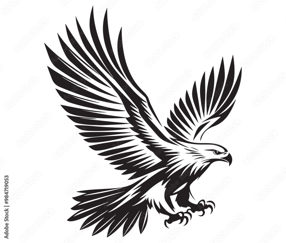 Obraz premium Flying eagle vector illustration