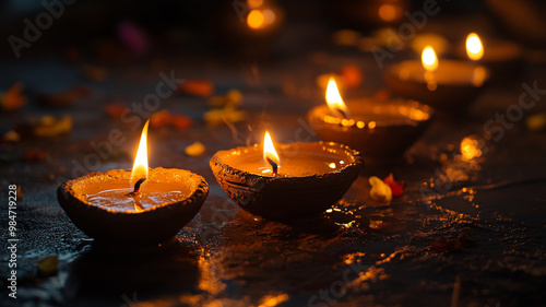 Delicious traditional sweets displayed during Diwali celebrations in India amidst festive decor photo