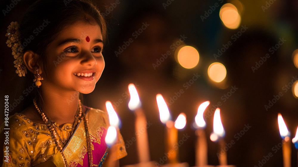 custom made wallpaper toronto digitalA young girl enjoying Diwali celebrations by lighting a sparkler amidst festive decorations at night