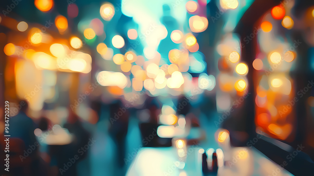 Abstract blurred background of a bustling city street, capturing the vibrant energy and movement of urban life in a colorful bokeh. Crowded Caf. Illustration Abstract blurred background of a bustling city street, capturing the vibrant energy and movement of urban life in a colorful bokeh. Crowded Caf. Illustration