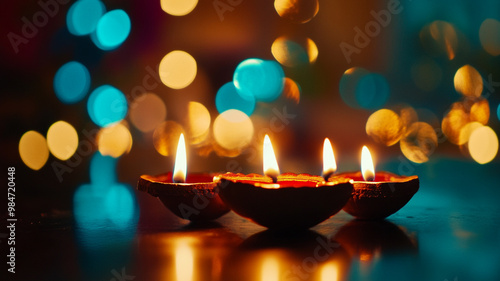 Festive lamps illuminating the night during Diwali celebrations in India