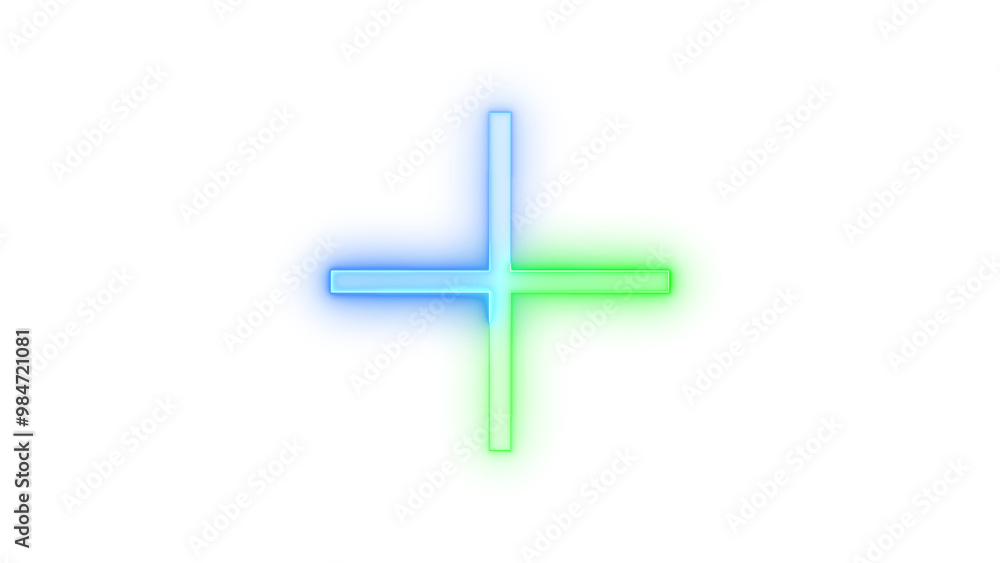 Neon icon add symbol blue green color transparent background Neon icon add symbol blue green color transparent background