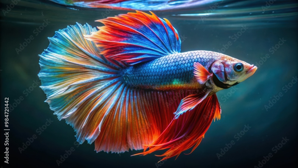 Colorful Thai fighting fish swimming gracefully in the water , exotic, vibrant, aqua, fins, scales, underwater, nature, beauty Colorful Thai fighting fish swimming gracefully in the water , exotic, vibrant, aqua, fins, scales, underwater, nature, beauty