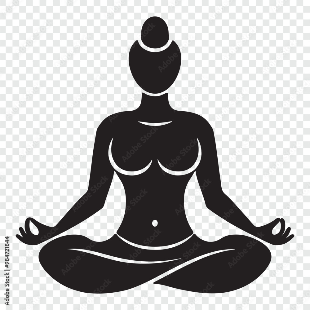 yoga pose with a woman silhouette on a transparent background. yoga pose with a woman silhouette on a transparent background.
