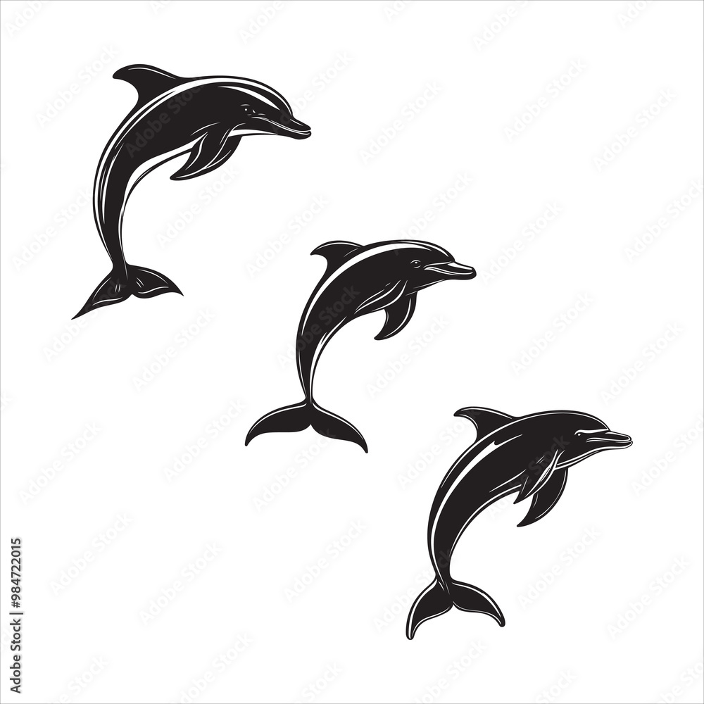 vector of black silhouette of dolphin vector of black silhouette of dolphin