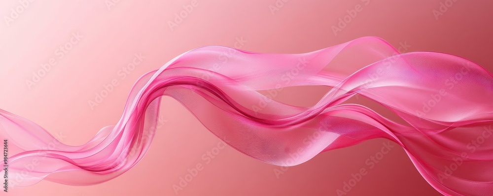 Fototapeta premium Pink gradient background with flowing ribbon wave creating an elegant and abstract design