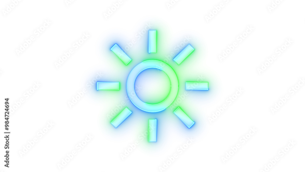 Neon icon brightness symbol blue green color transparent background Neon icon brightness symbol blue green color transparent background