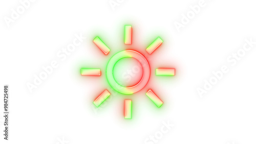 Neon icon brightness symbol green red color transparent background