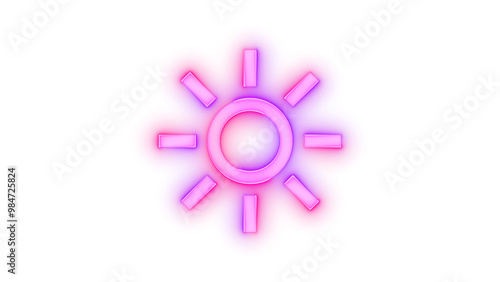 Neon icon brightness symbol purple pink color transparent background