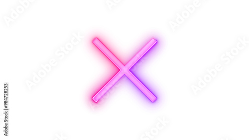 Neon icon cancel symbol pink purple color transparent background