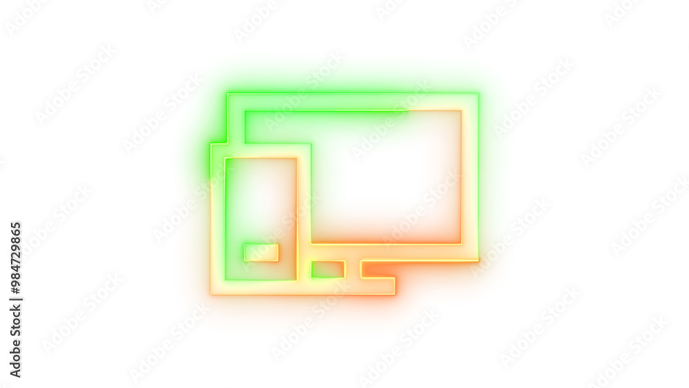 Neon icon connect pc symbol brown green color transparent background Neon icon connect pc symbol brown green color transparent background