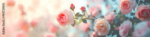 sweet color roses flower in pastel tone with blurred style for background pattern texture  , Generated with Artificial Intelligance photo