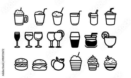 set of food and drink web editable icons