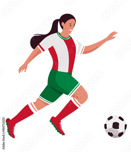 Futbolista femenina latina en acción con balón