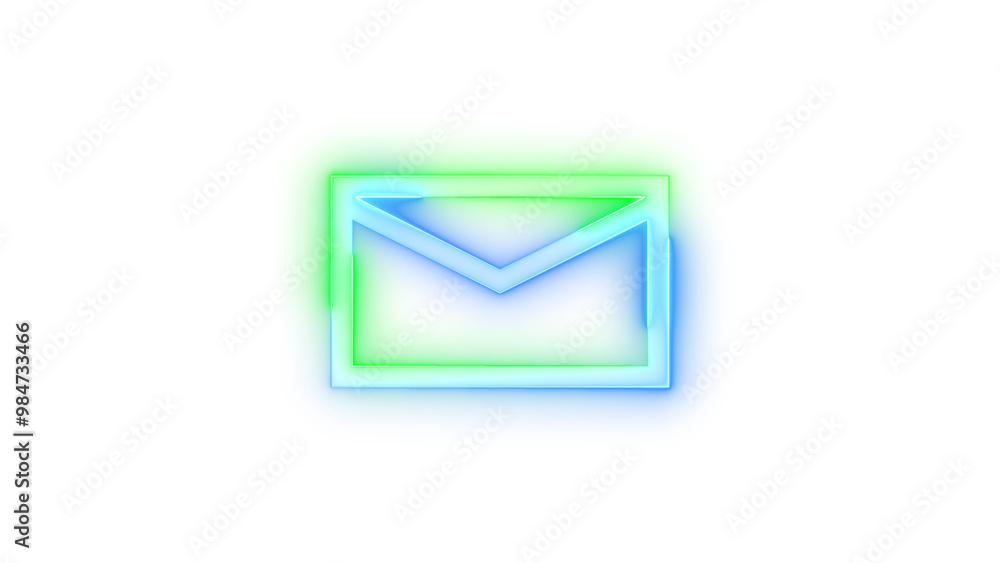 Neon icon mail symbol green blue color transparent background Neon icon mail symbol green blue color transparent background