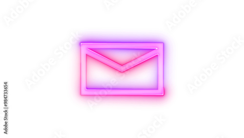 Neon icon mail symbol pink purple color transparent background