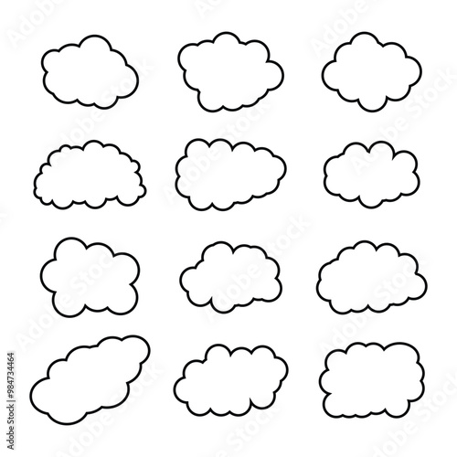 creative cloud shape outline set drawing 