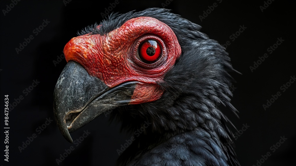 Close-Up Portrait of a Bird with Red Eyes and Beak Close-Up Portrait of a Bird with Red Eyes and Beak