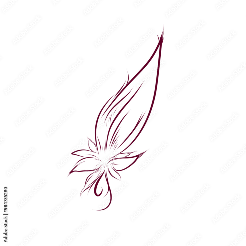 illustration of a line icon forming a flower in burgundy color on a white background