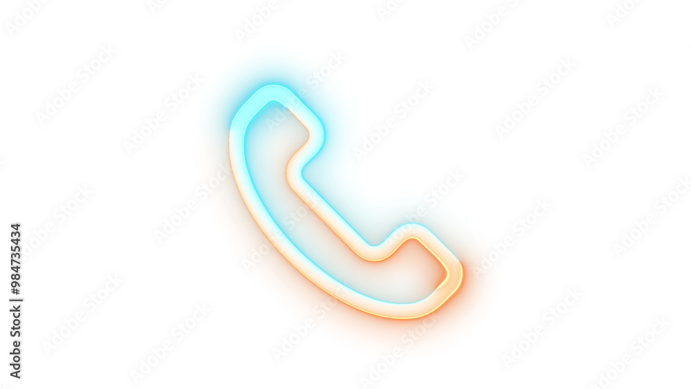 Neon icon phone symbol brown cyan color transparent background Neon icon phone symbol brown cyan color transparent background