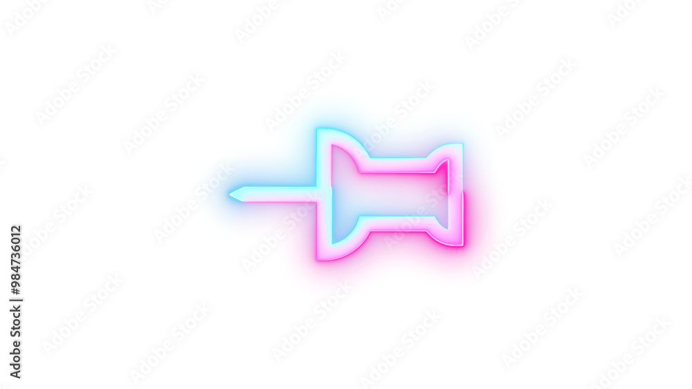 Neon icon pin symbol cyan pink color transparent background Neon icon pin symbol cyan pink color transparent background