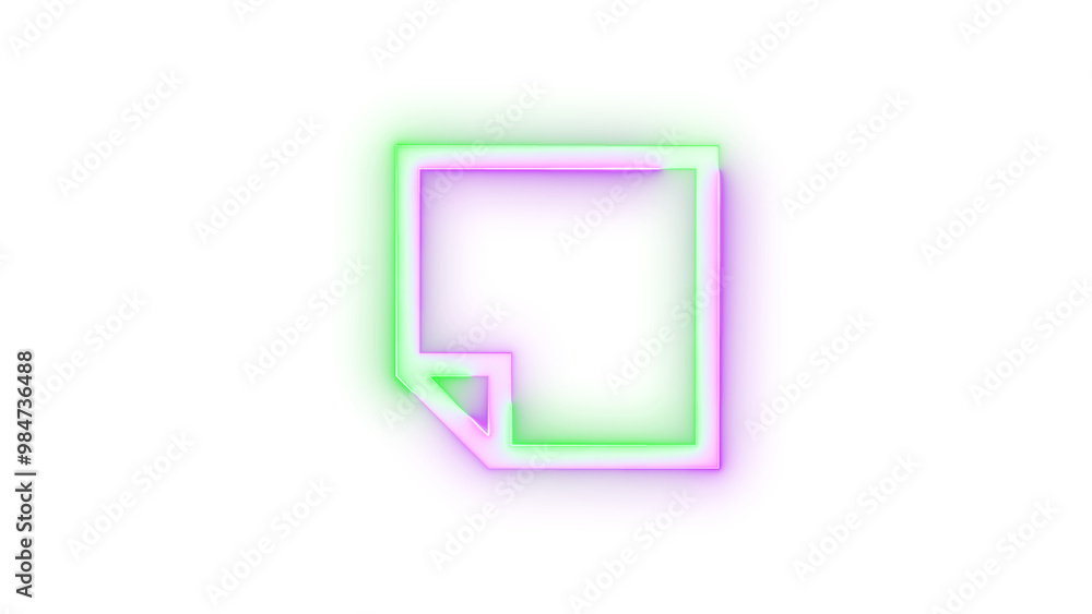 Neon icon quick note symbol purple green color transparent background Neon icon quick note symbol purple green color transparent background