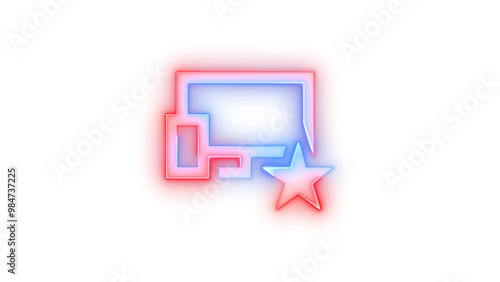 Neon icon remembered device symbol blue red color transparent background