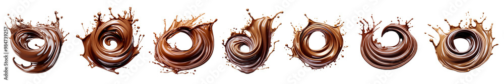 Splash of chocolate liquid on transparent background Splash of chocolate liquid on transparent background