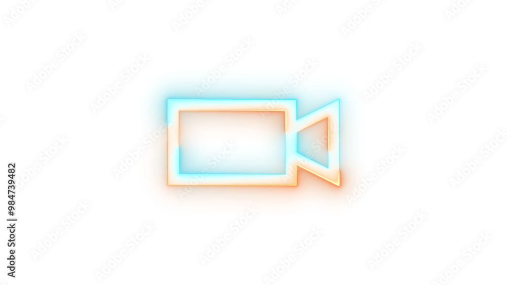 Neon icon video symbol cyan brown color transparent background Neon icon video symbol cyan brown color transparent background