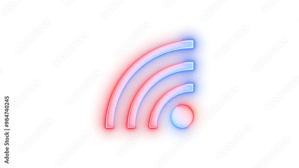 Neon icon wifi symbol blue red color transparent background Neon icon wifi symbol blue red color transparent background
