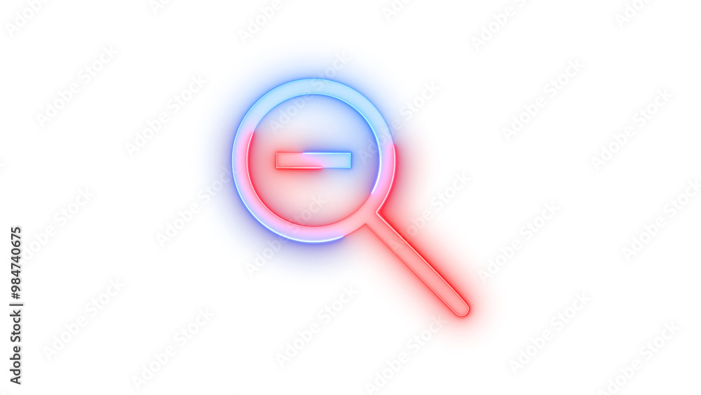 Neon icon zoom out symbol blue red color transparent background Neon icon zoom out symbol blue red color transparent background